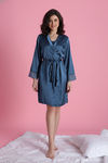 Zivame Luxe Satin 4 Pc Sleep Set - Lyons Blue — thumbnail 3